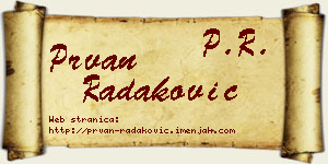 Prvan Radaković vizit kartica